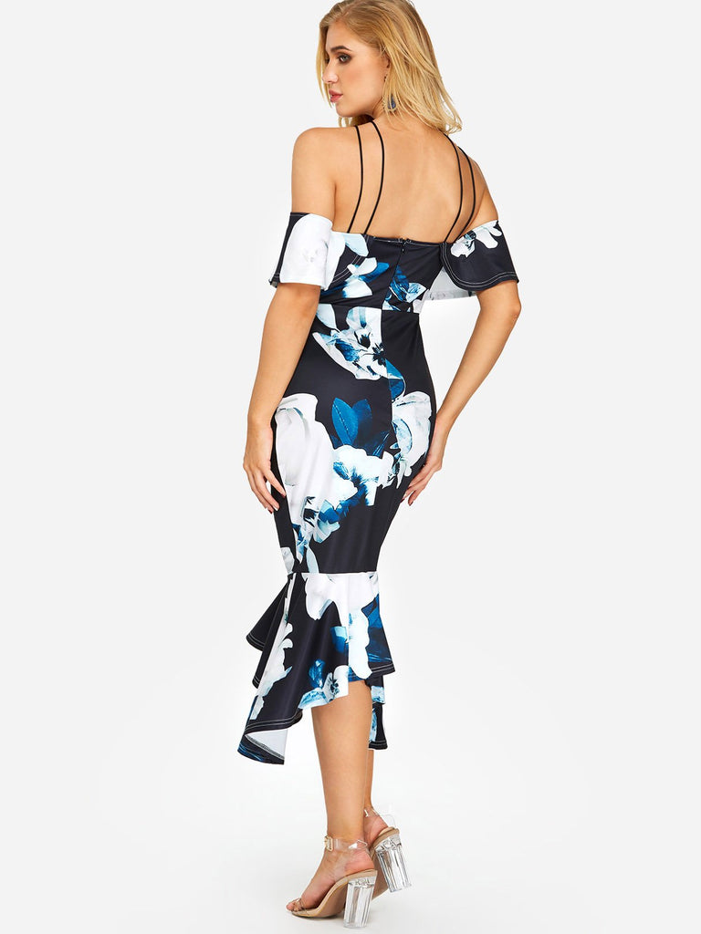 Womens Black Floral Dresses