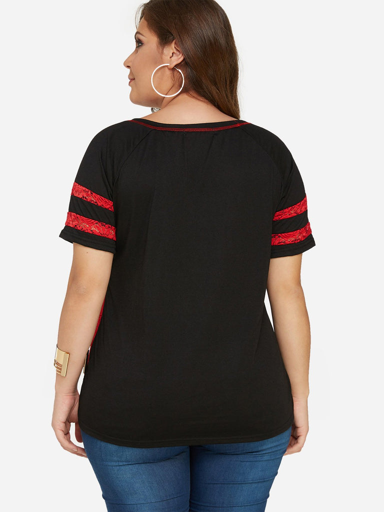 Womens Color Block Plus Size Tops