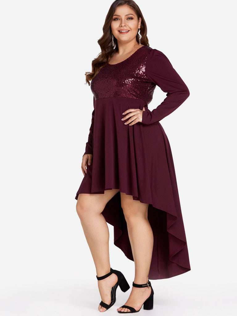 Ladies Burgundy Plus Size Dresses