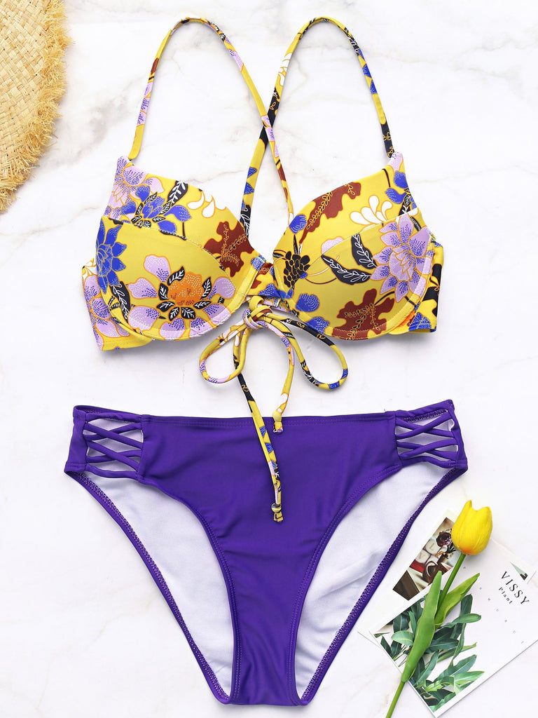 Ladies V-Neck Bikini Set Swimwear