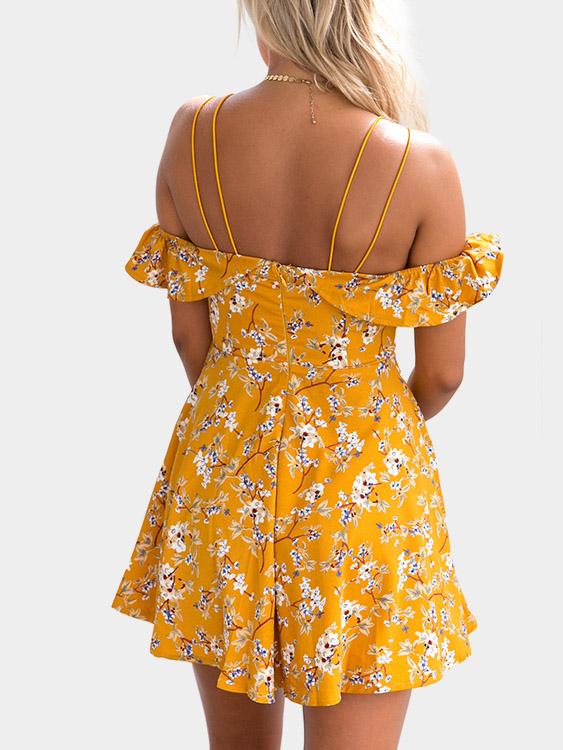 Womens Yellow Floral Dresses