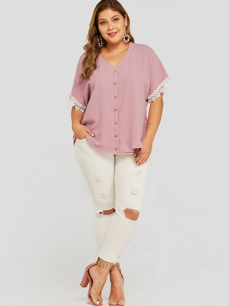 Womens Pink Plus Size Tops