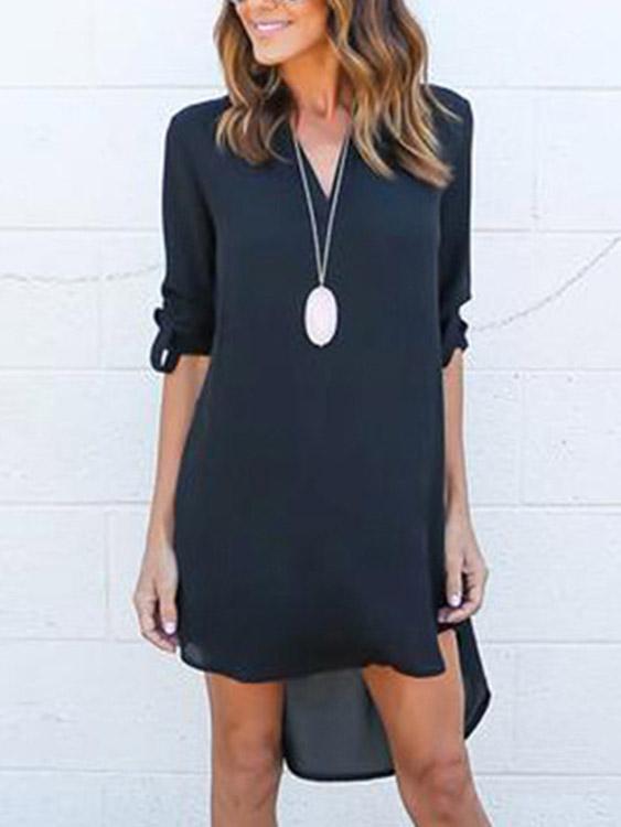 Low Cut Black Dress With Sleeves