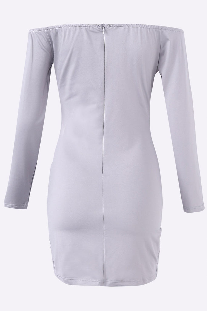Ladies Grey Off The Shoulder Dresses