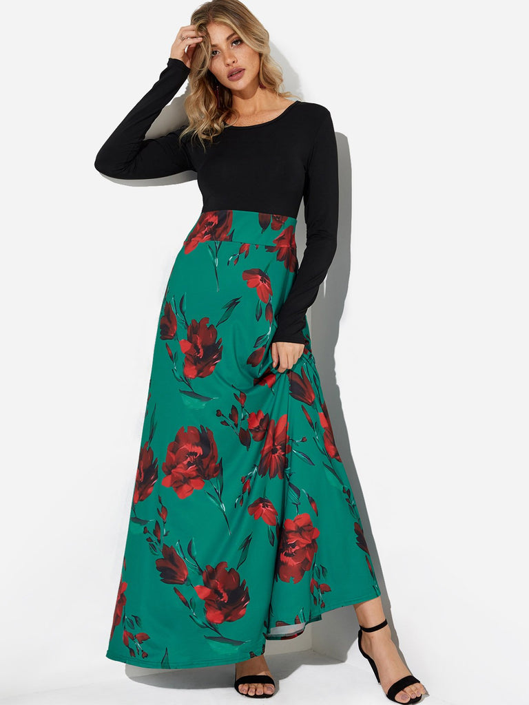 Ladies Green Floral Dresses