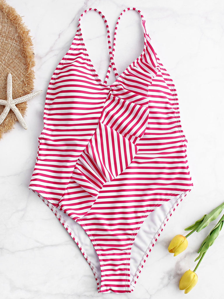 V-Neck Sleeveless Star One-Pieces Swimwears