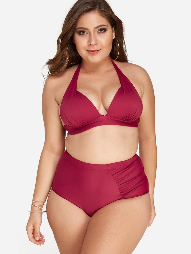 Burgundy Plus Size Swimwear