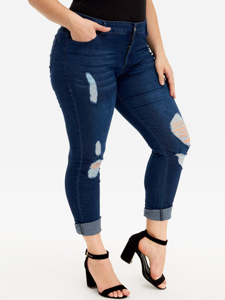 Ladies Navy Plus Size Bottoms