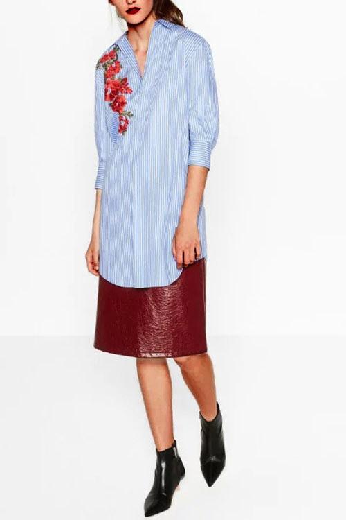Embroidered Long Sleeve Blouses