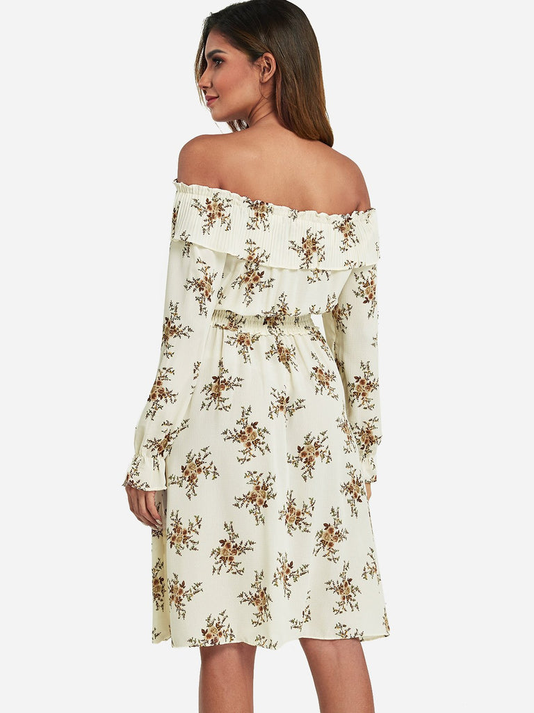 Womens White Floral Dresses