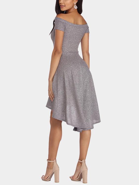 Womens Grey Off The Shoulder Dresses