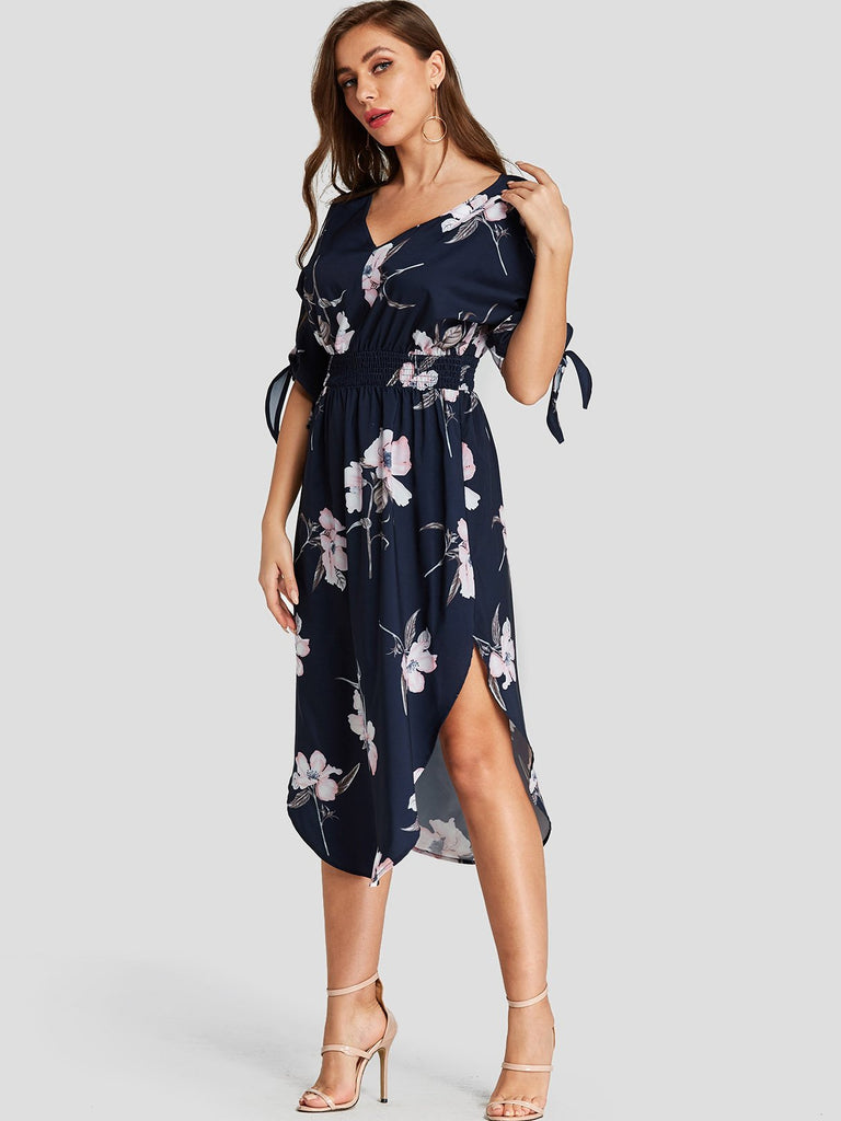 Ladies Navy Floral Dresses