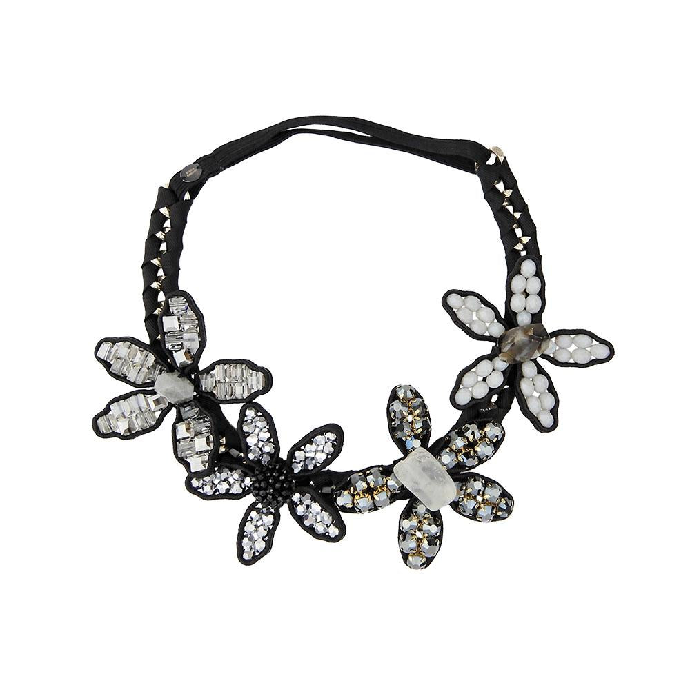 Beautiful Flower And Gem Stones Tiara Crown Headband