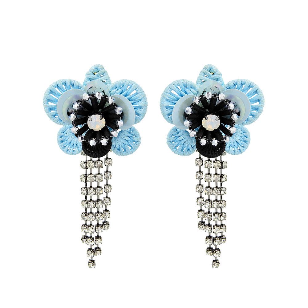 White Beaded Statement Earrings