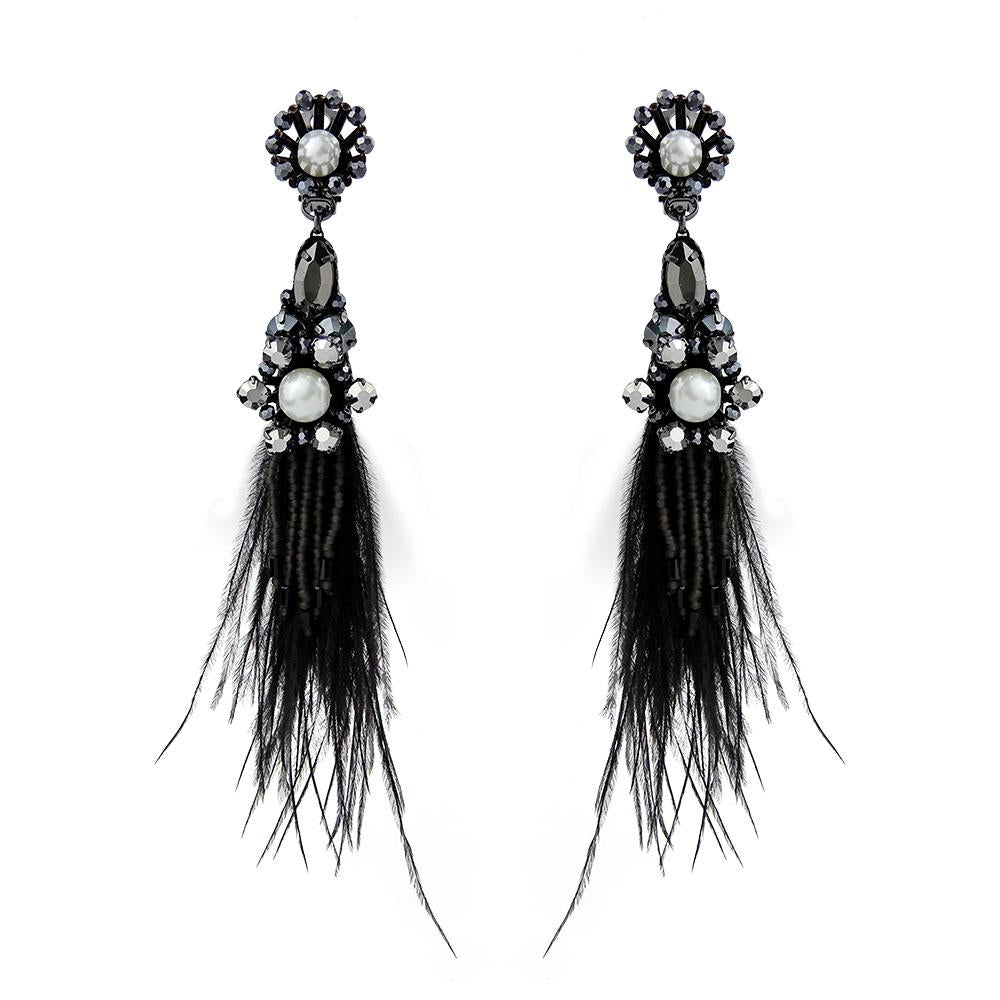 Luxury Ostrich Feather Handmade Earrings Gothic Jewellery