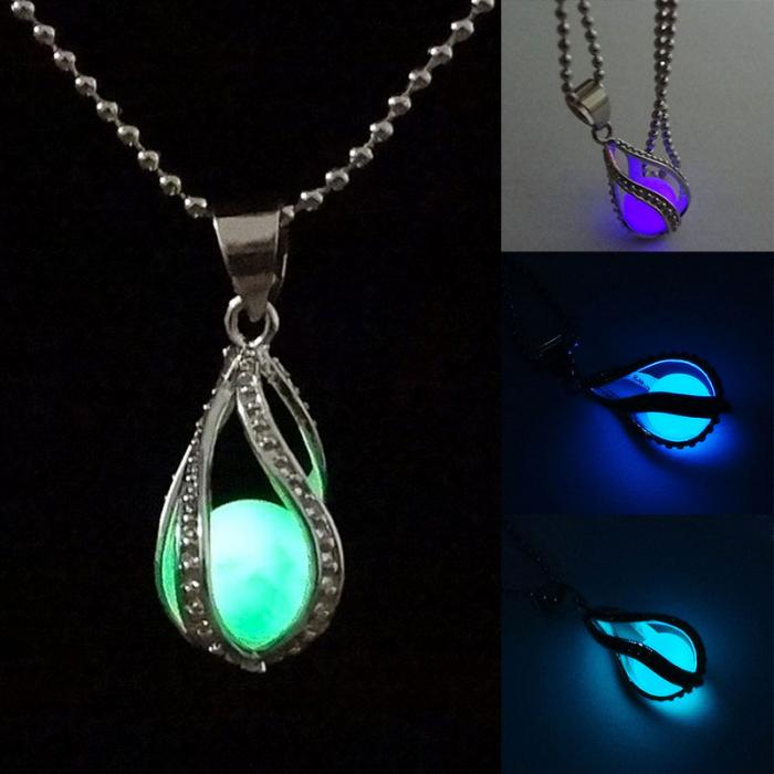 Newly Fashion Teardrop Necklace Glow in the Dark Pendant the Little Mermaid Romantic