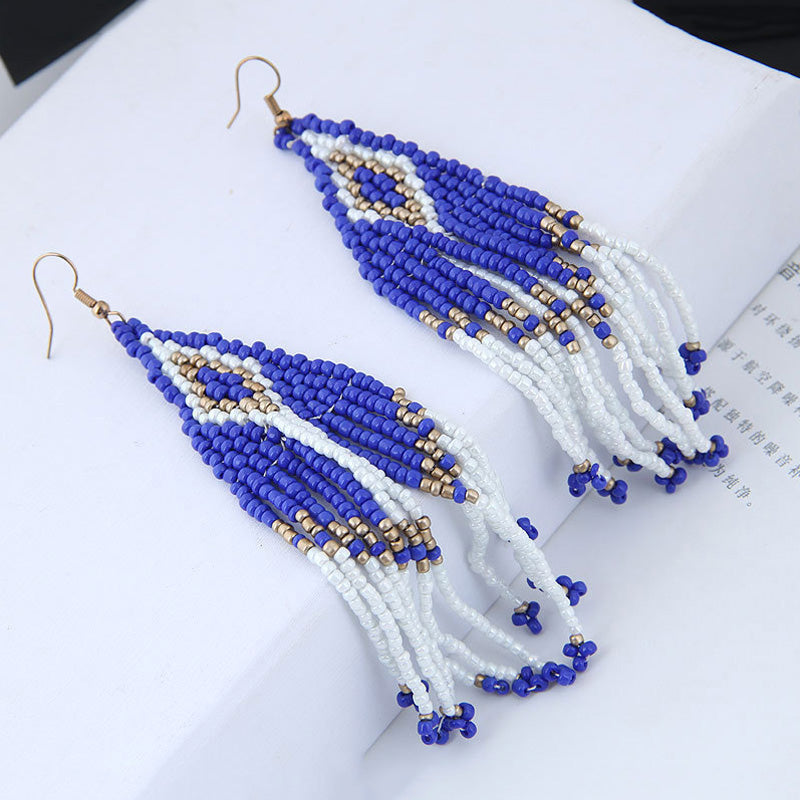 Beaded Oversized Handmade Bohemian Earrings Multicolored Drop Dangle Earrings