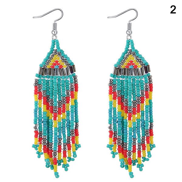 Beaded Oversized Handmade Bohemian Earrings Multicolored Drop Dangle Earrings