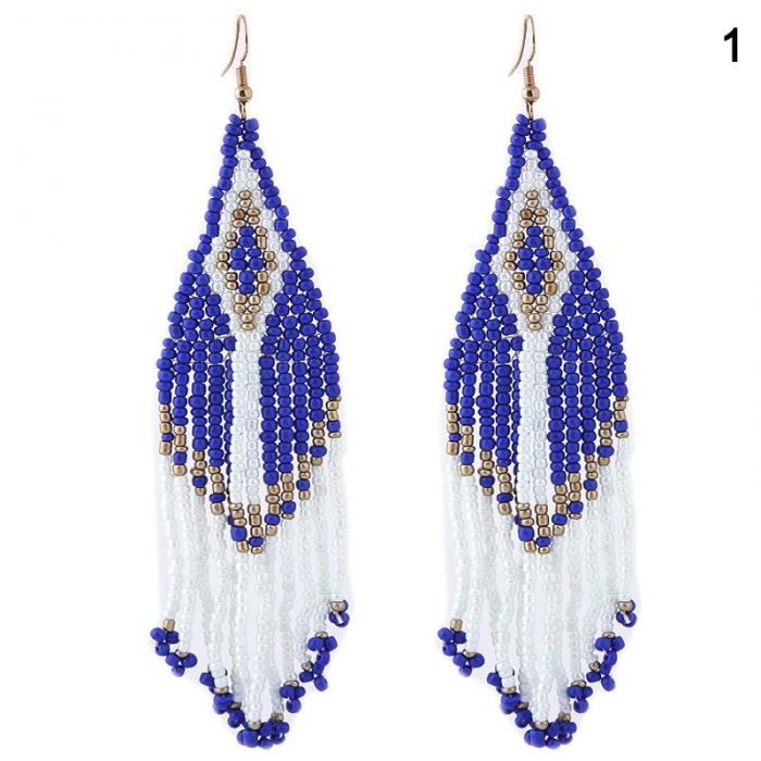 Beaded Oversized Handmade Bohemian Earrings Multicolored Drop Dangle Earrings