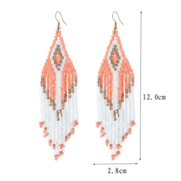 Beaded Oversized Handmade Bohemian Earrings Multicolored Drop Dangle Earrings