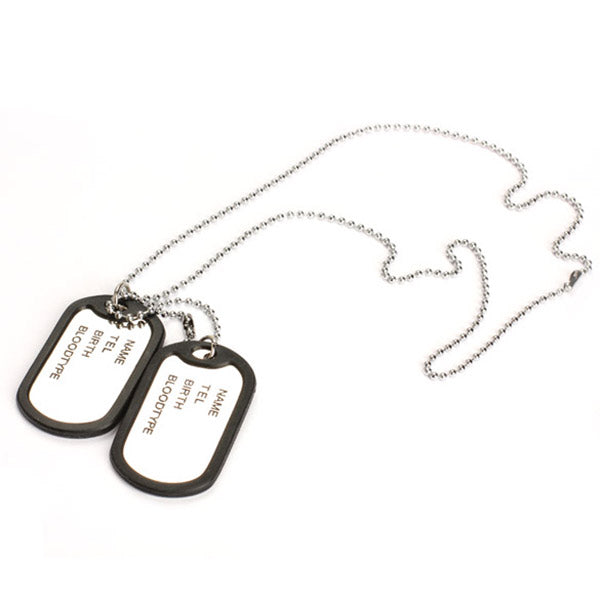 Military Army Style Black Sliver 2 Dog Tags Chain Mens Pendant Necklace Jewelry