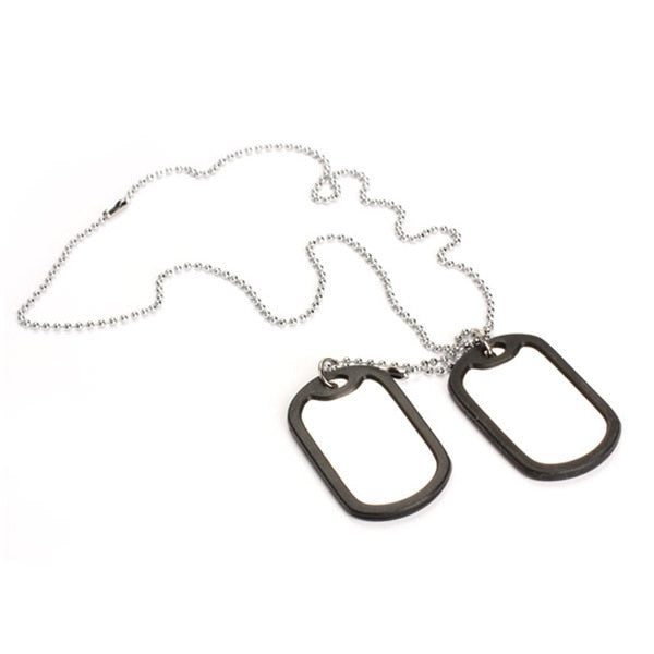 Military Army Style Black Sliver 2 Dog Tags Chain Mens Pendant Necklace Jewelry