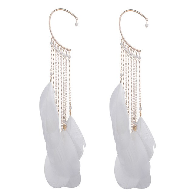 1 Pcs Women Lady Girl Earrings Ear Stud Drop Pendant Feather Tassel Gifts Jewelry