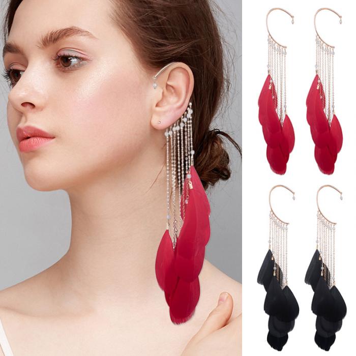 1 Pcs Women Lady Girl Earrings Ear Stud Drop Pendant Feather Tassel Gifts Jewelry