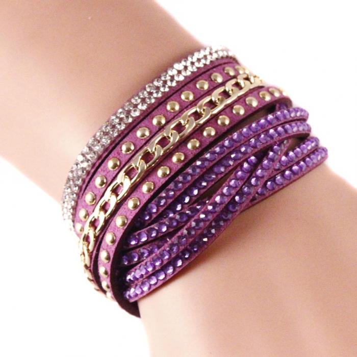 Women Multilayer Bracelet Velvet Crystal Hand Chain Lady Casual Wrap Bracelets Jewelry Accessories