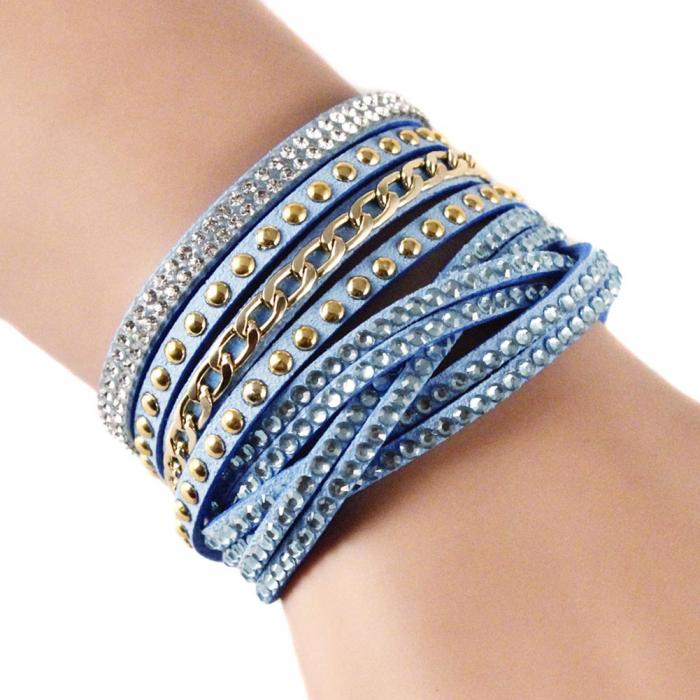 Women Multilayer Bracelet Velvet Crystal Hand Chain Lady Casual Wrap Bracelets Jewelry Accessories