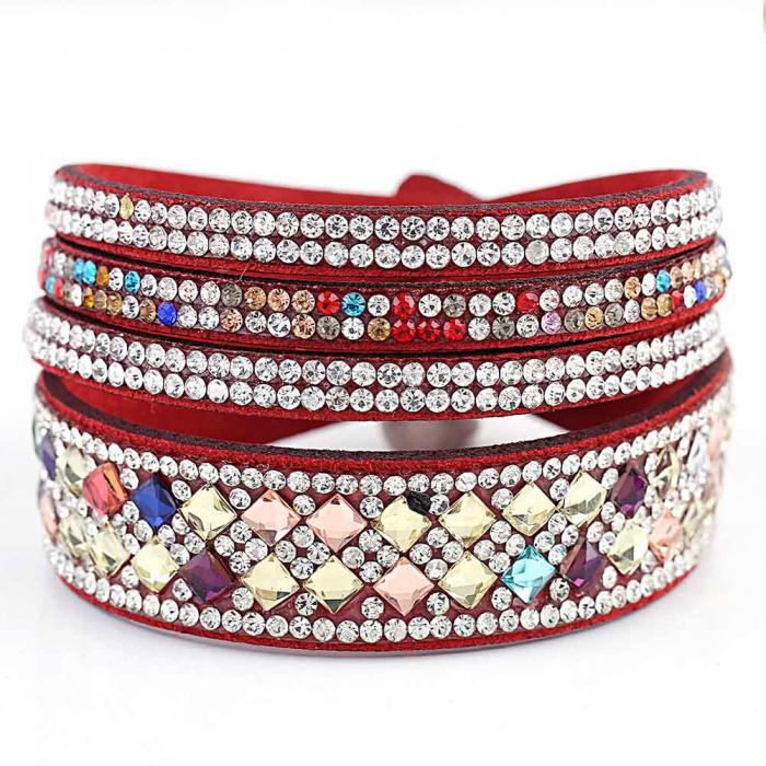 Women Multilayer Bracelet Velvet Crystal Hand Chain Lady Casual Wrap Bracelets Jewelry Accessories