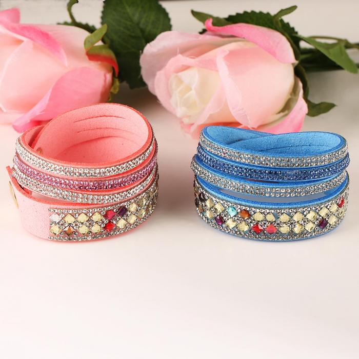 Women Multilayer Bracelet Velvet Crystal Hand Chain Lady Casual Wrap Bracelets Jewelry Accessories