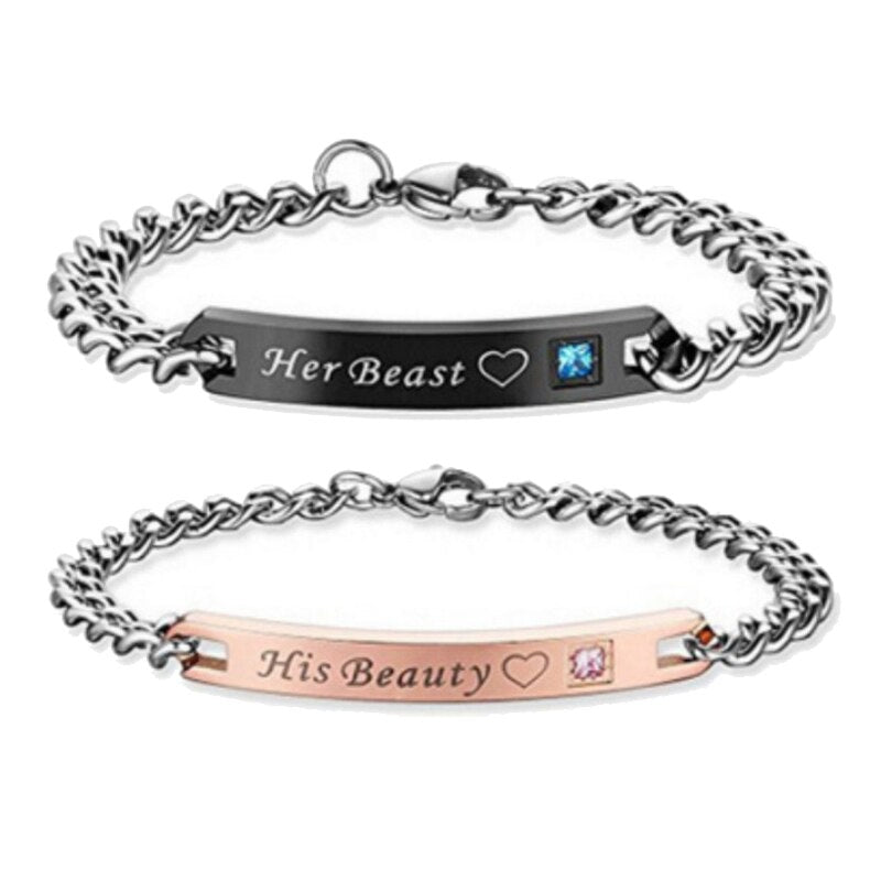 Couple Bracelet Titanium Steel Personality English Letter Bracelet Gift