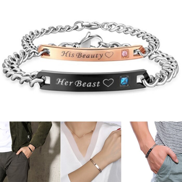 Couple Bracelet Titanium Steel Personality English Letter Bracelet Gift