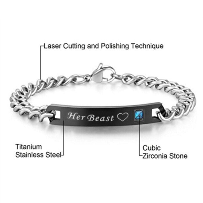 Couple Bracelet Titanium Steel Personality English Letter Bracelet Gift