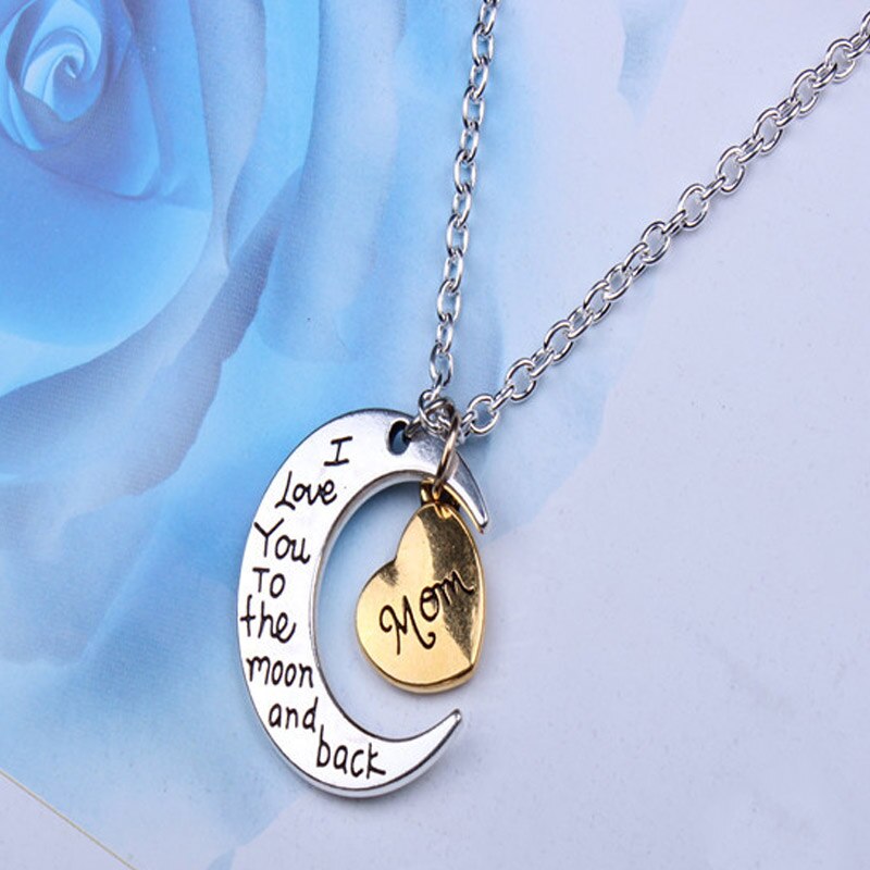 Men Women Alloy Necklace Moon Heart Shape Electroplate Metal Necklaces for Gifts