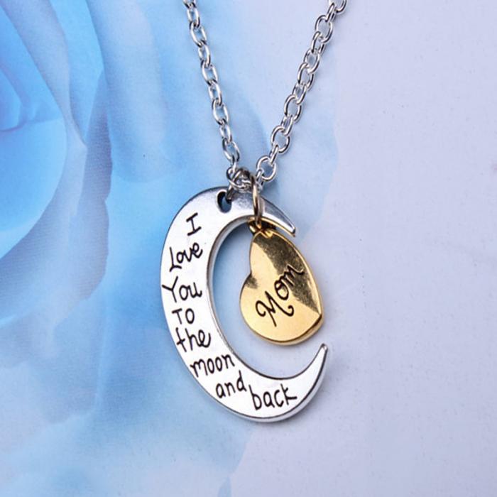 Men Women Alloy Necklace Moon Heart Shape Electroplate Metal Necklaces for Gifts