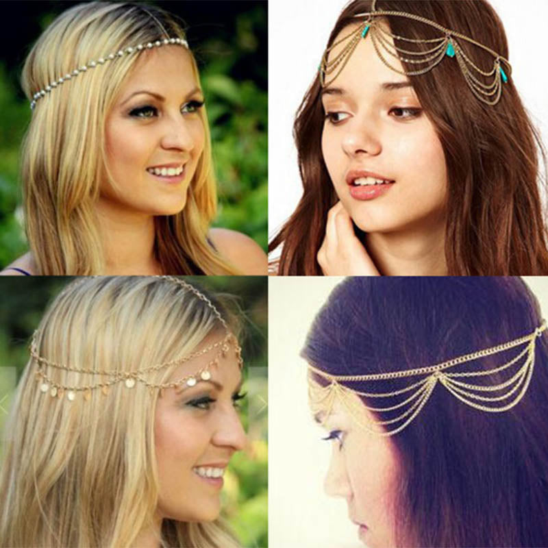 Handmade Hair-chain Hairband Bohemian Alloy Beads Hair Accessories