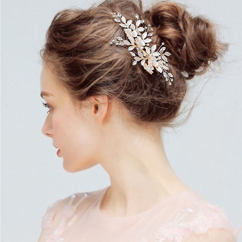 Bride Hair Accessories Comb Ornaments Flower Leaves Handmade Wedding Headdress
