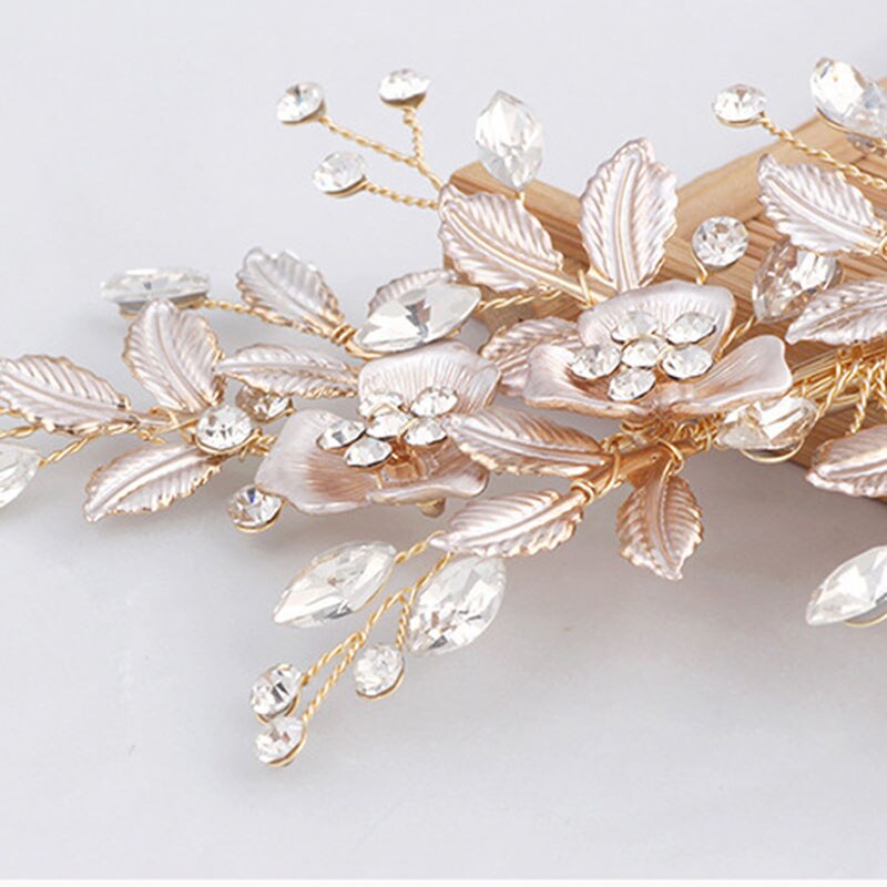 Bride Hair Accessories Comb Ornaments Flower Leaves Handmade Wedding Headdress
