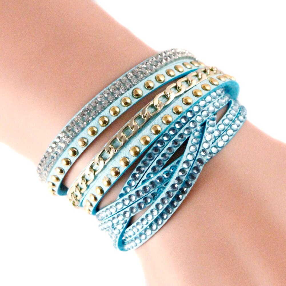 Women Multilayer Bracelet Velvet Crystal Hand Chain Lady Casual Wrap Bracelets Jewelry Accessories