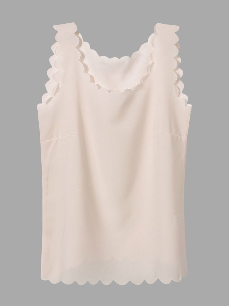 Light Pink Chiffon Scallop Hem Camis