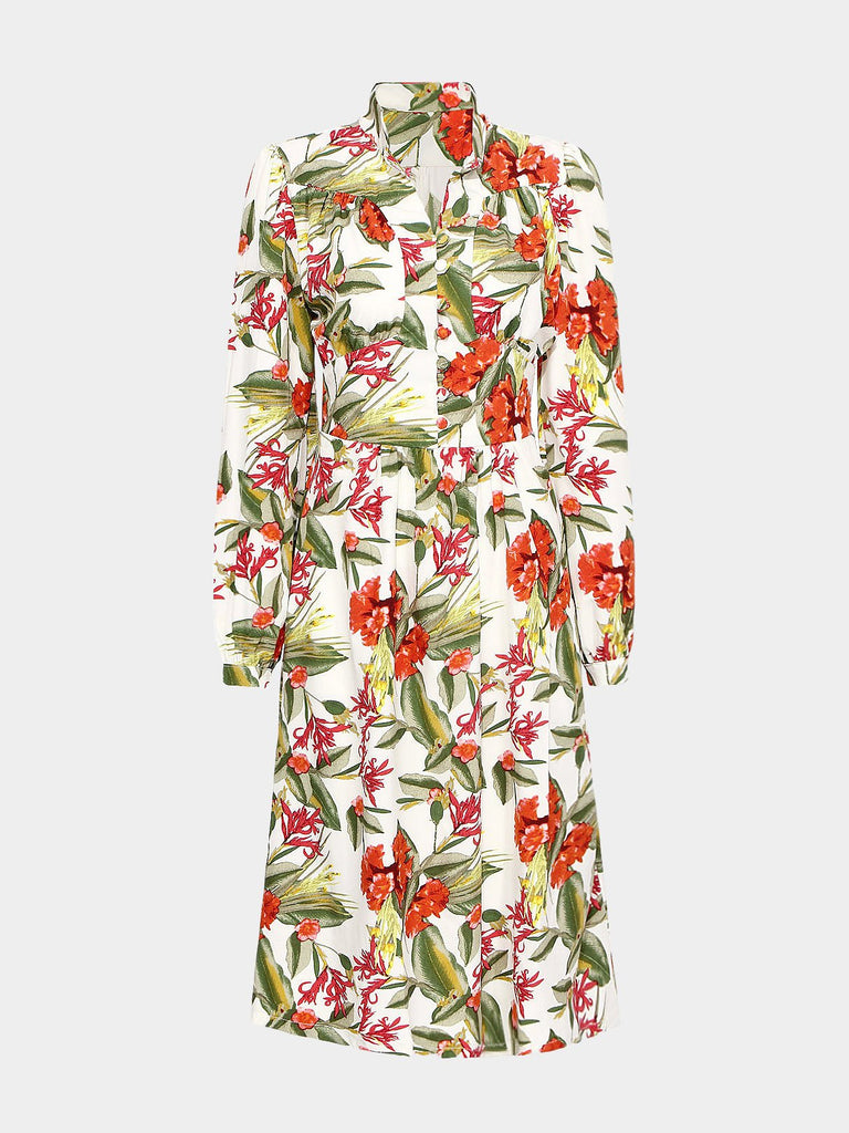Floral Print Colorful Midi Dresses