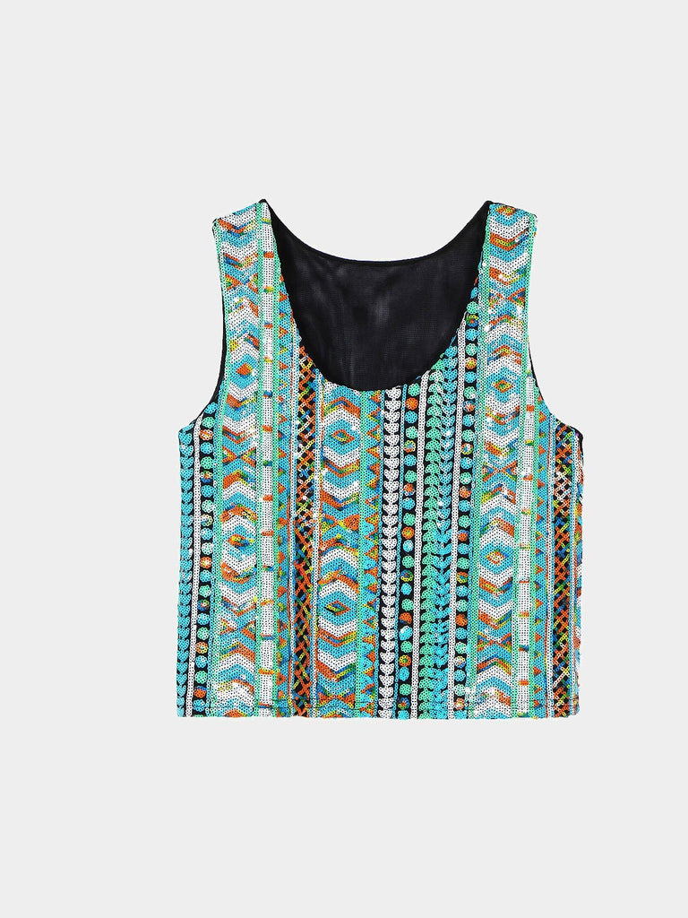 Sequins Embellished Green Camis