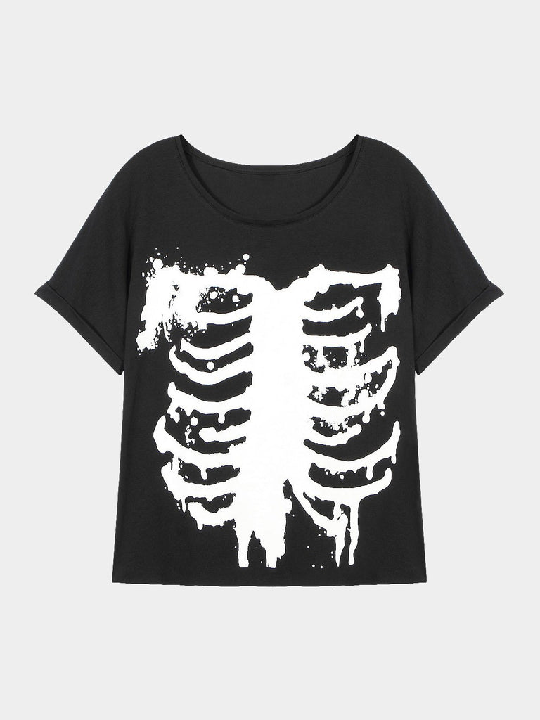 T-Shirt With Skeleton Print