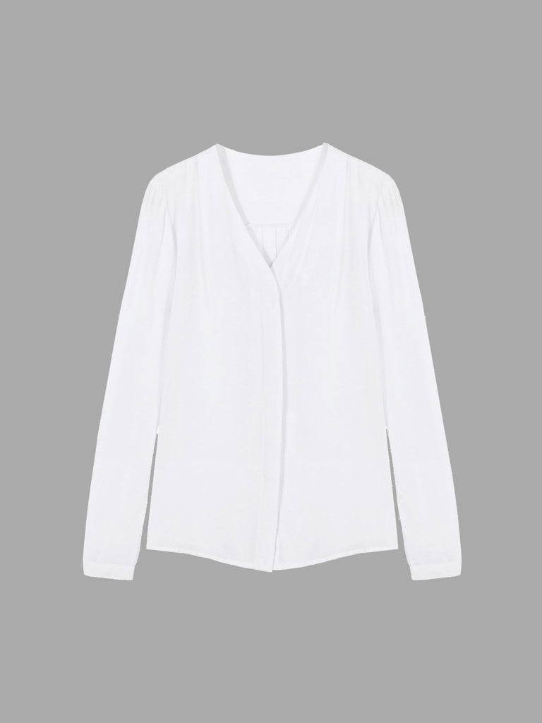 Long Sleeve Chiffon White Top