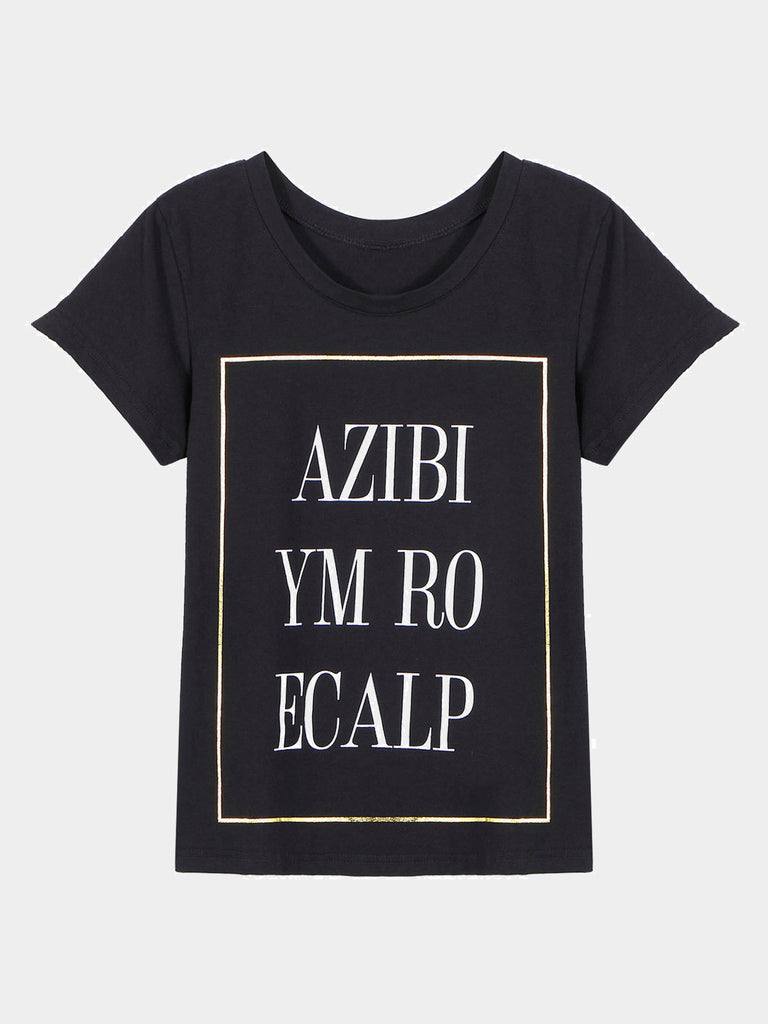 Letter Print T-Shirt With Round Neckline