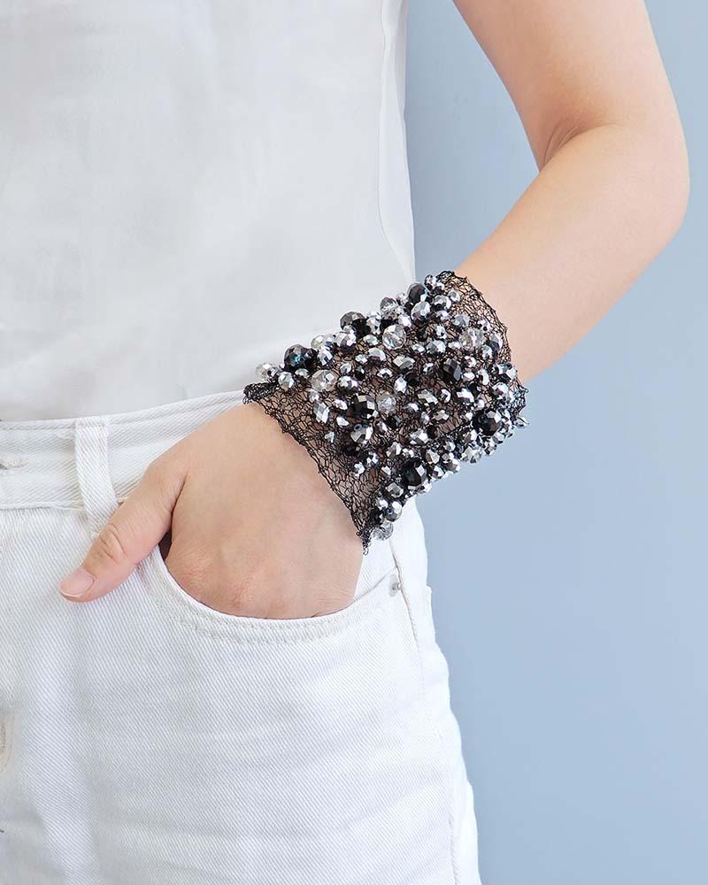 Wire Knitting Jeweled Punk Bracelet